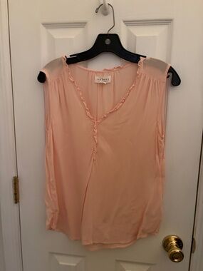 Velvet Blush Pink Ruffle-Trim V-Neck Sleeveless Camisole